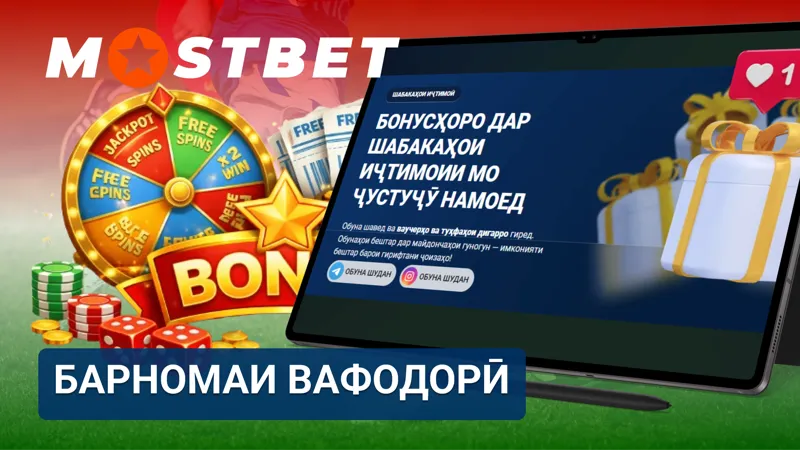 Барномаи вафодорӣ дар MostBet бо бонусҳои бе депозит барои бозигарони фаъол