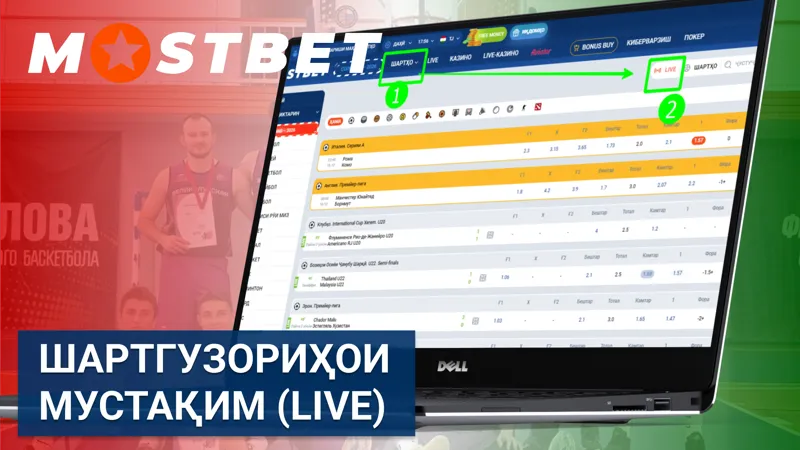Шартгузориҳои мустақим (Live) дар Mostbet бо рӯйдодҳои вақти воқеӣ.