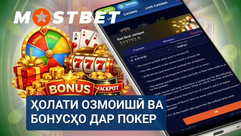 Ҳолати озмоишӣ ва бонусҳо дар покери MostBet барои омӯзиш ва бозии иловагӣ